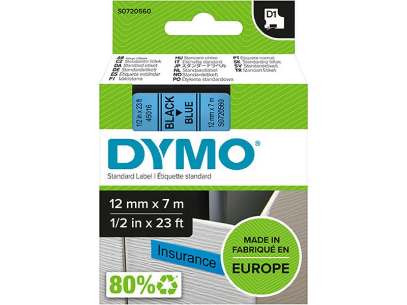 Dymo 45016 (S0720560) - (12 mm) - Schwarz auf blau - Tape