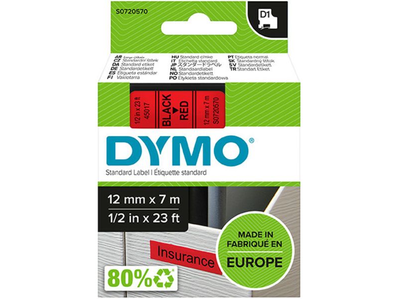 Dymo 45017 (S0720570) - (12 mm) - Schwarz auf rot - Tape