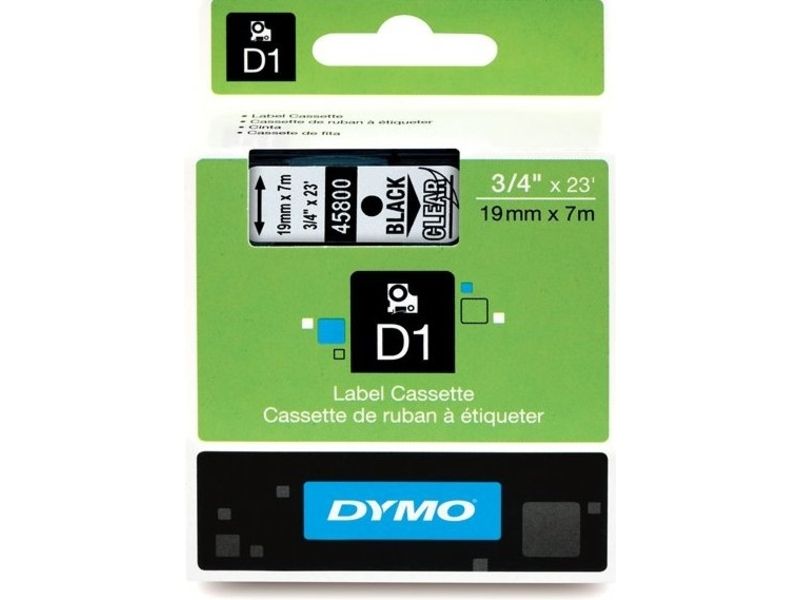 Dymo 45800 (S0720820) - (19 mm) - Schwarz auf transparent - Tape