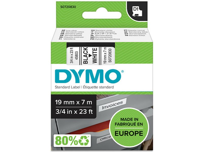 Dymo 45803 (S0720830) - (19 mm) - Schwarz auf weiß - Tape
