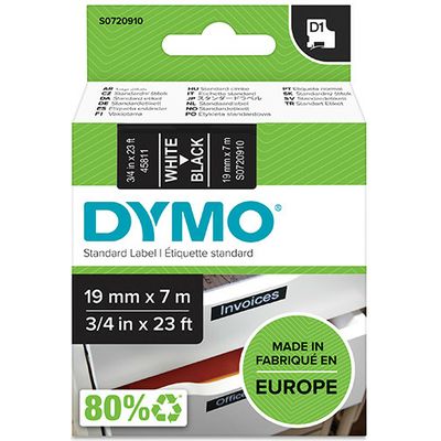 Dymo 45811 (S0720910) - (19 mm) - Weiß auf schwarz - Tape