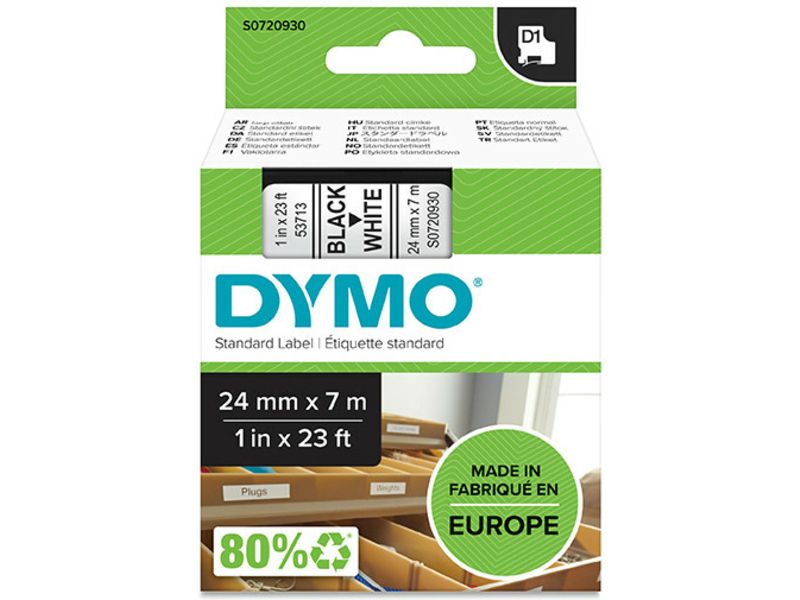 Dymo 53713 (S0720930) - (24 mm x 24 mm) - Schwarz auf weiß - Tape