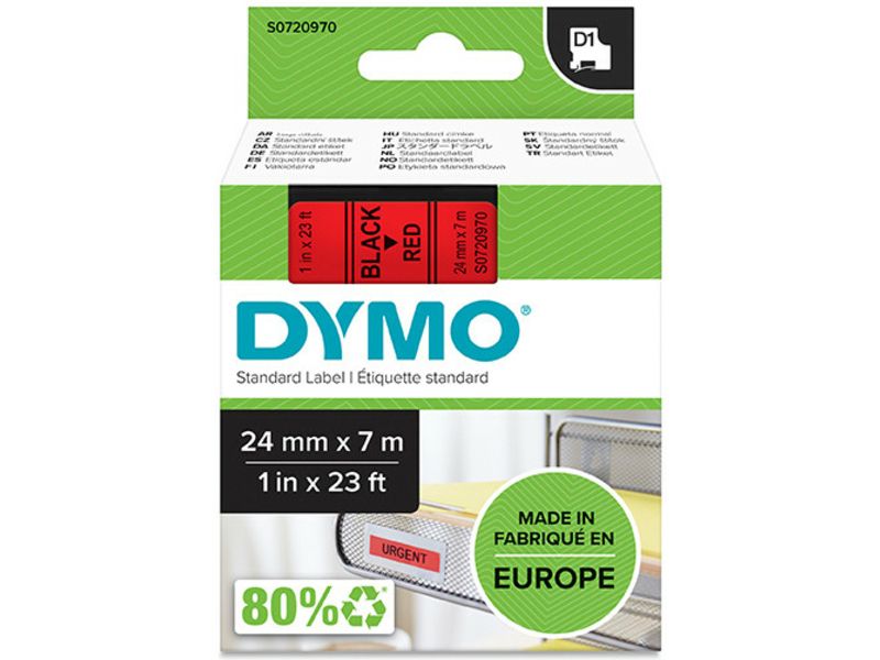 Dymo 53717 (S0720970) - (24 mm x 24 mm) - Schwarz auf rot - Tape