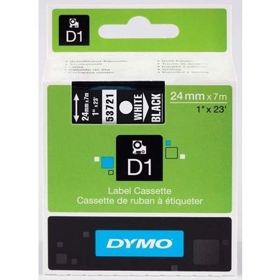 Dymo 53721 (S0721010) - (24 mm x 24 mm) - Weiß auf schwarz - Tape