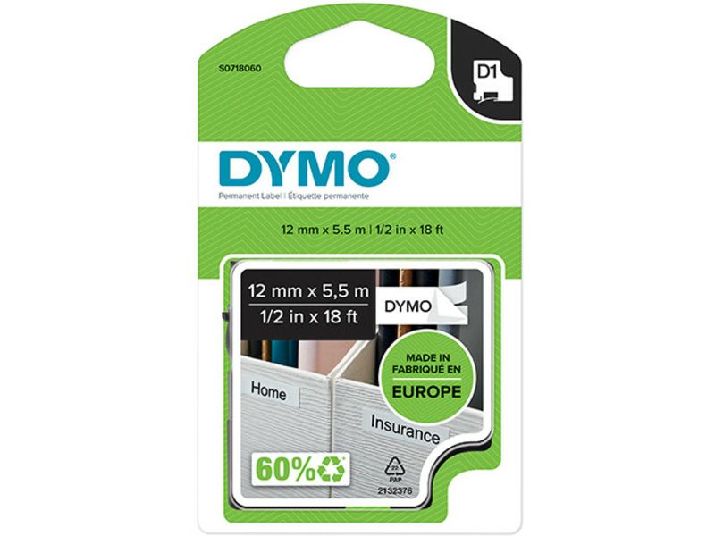 Dymo 16959 (S0718060) - (12 mm) - Schwarz auf weiß - Tape