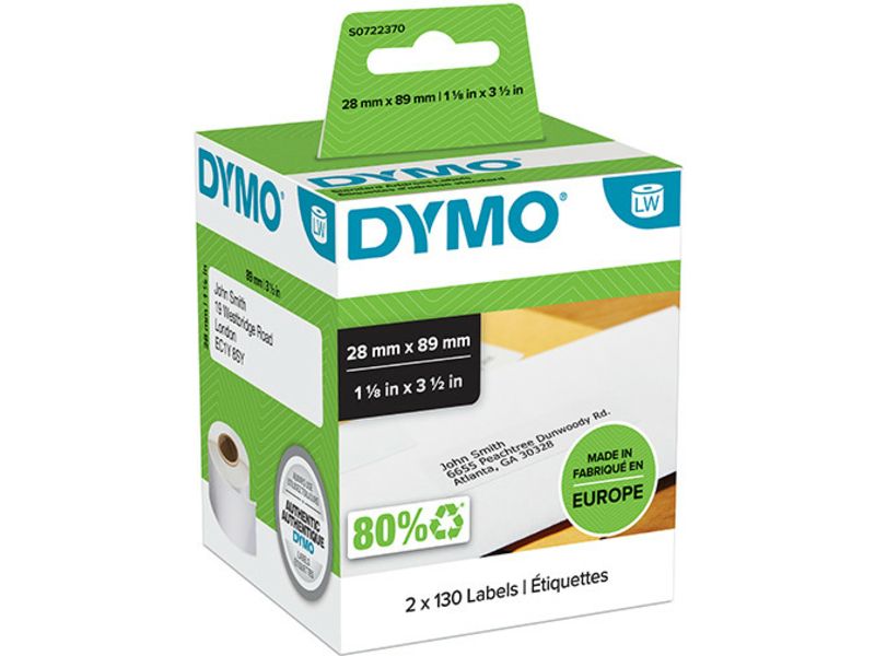 Dymo 99010 (S0722370) - (28 mm x 89 mm) 2 Rollen - Schwarz auf weiß - Etikett