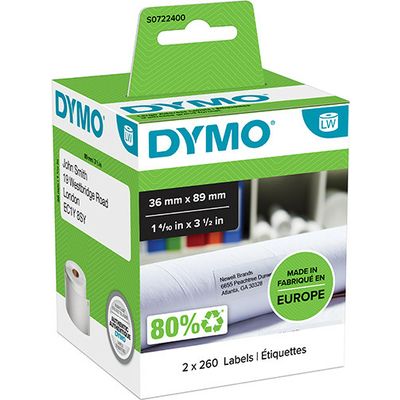 Dymo 99012 (S0722400) - (36 mm x 89 mm) 2 Rollen - Schwarz auf weiß - Etikett
