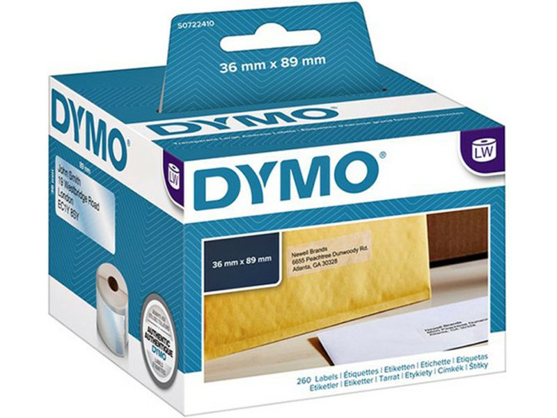 Dymo 99013 (S0722410) - (36 mm x 89 mm) - Schwarz auf transparent - Etikett