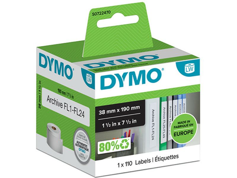 Dymo 99018 (S0722470) - (38 mm x 190 mm) - Schwarz auf weiß - Etikett