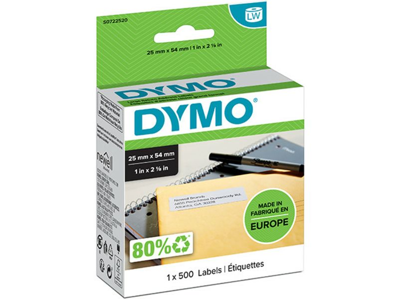 Dymo 11352 (S0722520) - (25 mm x 54 mm) - Schwarz auf weiß - Etikett