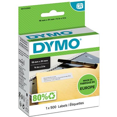 Dymo 11355 (S0722550) - (19 mm x 51 mm) - Schwarz auf weiß - Etikett