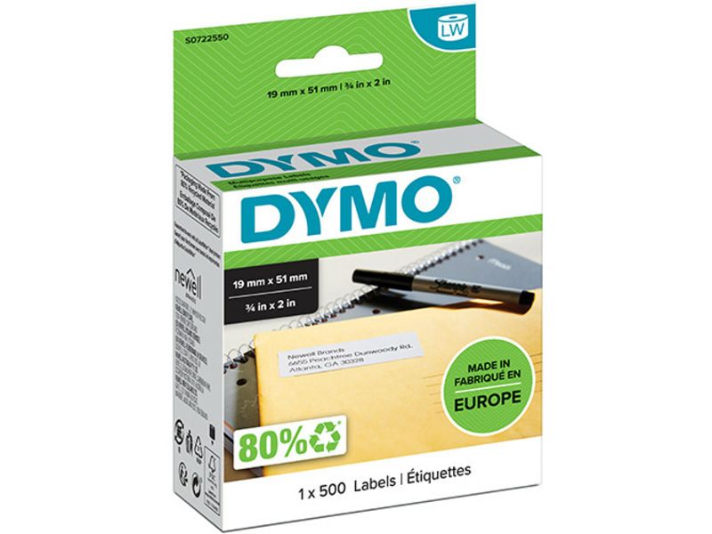 Dymo 11355 (S0722550) - (19 mm x 51 mm) - Schwarz auf weiß - Etikett