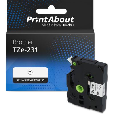 Schriftband kompatibel mit Brother TZe-231 - (12 mm) - Schwarz auf weiß