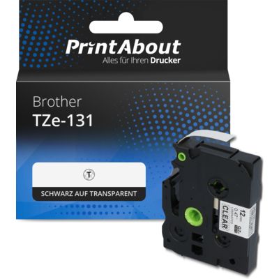 Schriftband kompatibel mit Brother TZe-131 - (12 mm) - Schwarz auf transparent