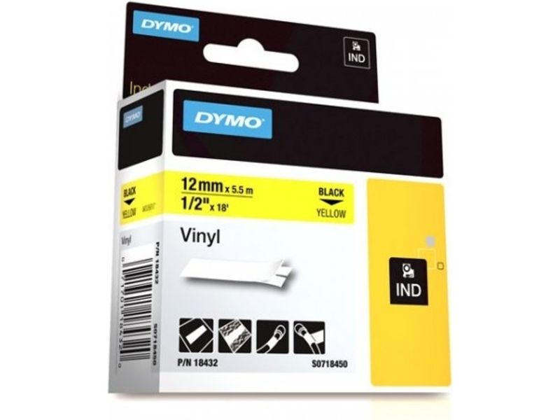 Dymo 18432 (S0718450) - (12 mm) - Schwarz auf gelb - Tape