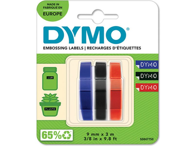 Dymo S0847750 - (9 mm) - Weiß auf schwarz/rot/blau - Tape