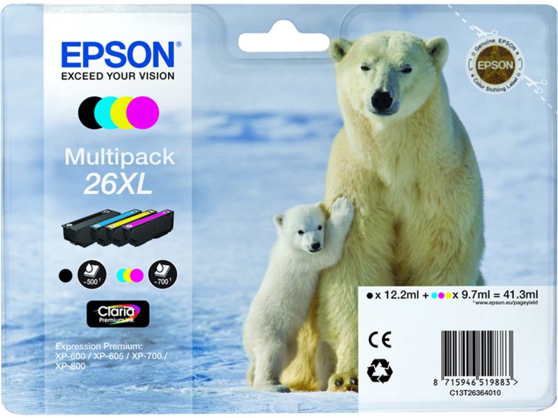 Epson 26XL (C13T26364012) - 4-farbig - Druckerpatrone - Hohe Kapazität - Multipack