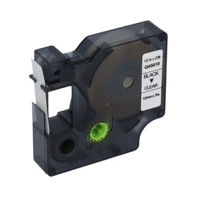 Schriftband kompatibel mit Dymo 45010 (S0720500) - (12 mm) - Schwarz auf transparent