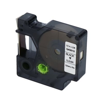Schriftband kompatibel mit Dymo 45010 (S0720500) - (12 mm) - Schwarz auf transparent