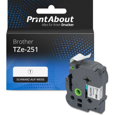 Schriftband kompatibel mit Brother TZe-251 - (24 mm x 24 mm) - Schwarz auf weiß