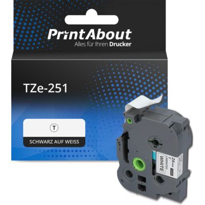 Schriftband kompatibel mit Brother TZe-251 - (24 mm x 24 mm) - Schwarz auf weiß