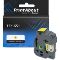 Schriftband kompatibel mit Brother TZe-651 - (24 mm x 24 mm) - Schwarz auf gelb