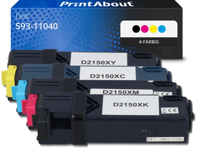 PrintAbout Toner 593-11040 (N51XP) 4-farbig Multipack für Dell