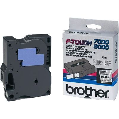 Brother TX-151 - (24 mm x 24 mm) - Schwarz auf transparent - Tape