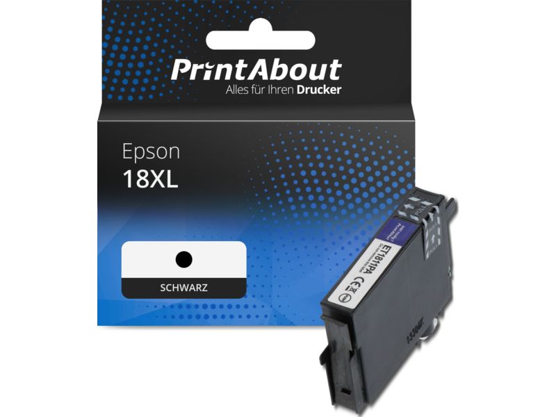 PrintAbout Druckerpatrone 18XL (C13T18114012) Schwarz Hohe Kapazität für Epson