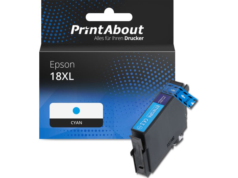 PrintAbout Druckerpatrone 18XL (C13T18124012) Cyan Hohe Kapazität für Epson