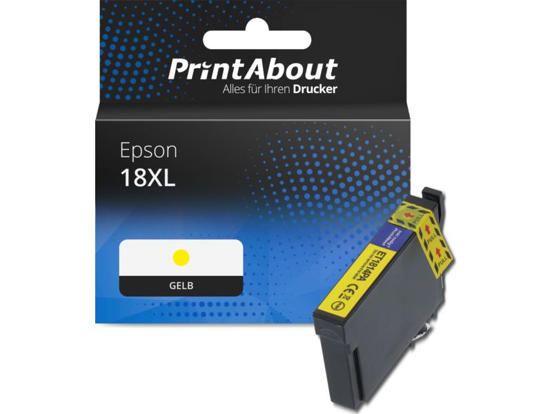 PrintAbout Druckerpatrone 18XL (C13T18144012) Gelb Hohe Kapazität für Epson