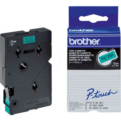 Brother TC-701 - (12 mm) - Schwarz auf grün - Tape