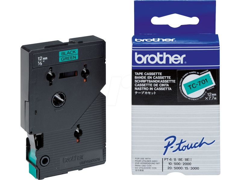 Brother TC-701 - (12 mm) - Schwarz auf grün - Tape