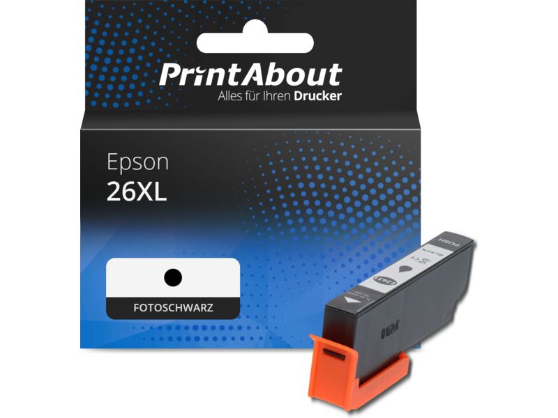 PrintAbout Druckerpatrone 26XL (C13T26314012) Fotoschwarz Hohe Kapazität für Epson