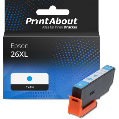Druckerpatrone kompatibel mit Epson 26XL (C13T26324012) - Cyan - Hohe Kapazität