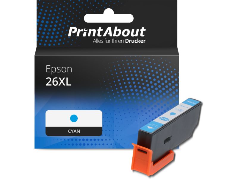 PrintAbout Druckerpatrone kompatibel mit Epson 26XL (C13T26324012) - Cyan - Hohe Kapazität