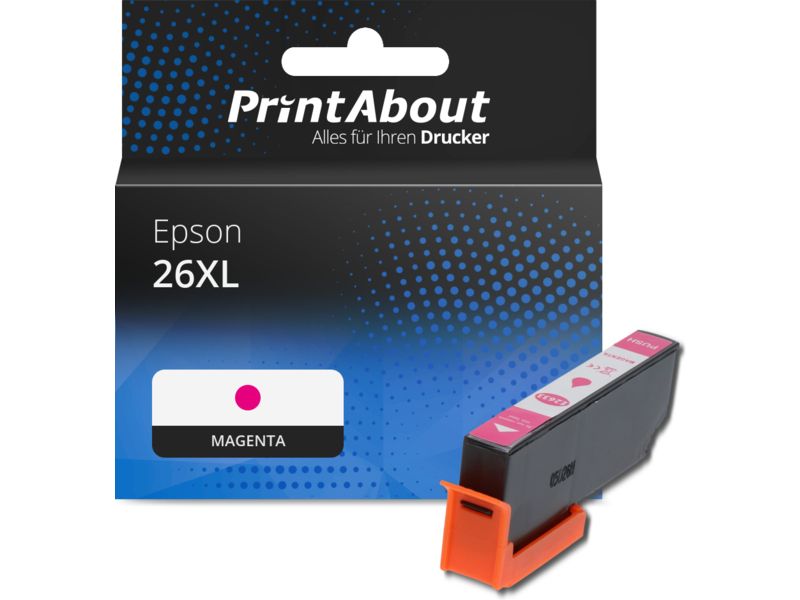 PrintAbout Druckerpatrone 26XL (C13T26334012) Magenta Hohe Kapazität für Epson