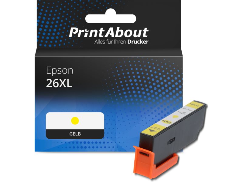 PrintAbout Druckerpatrone 26XL (C13T26344012) Gelb Hohe Kapazität für Epson