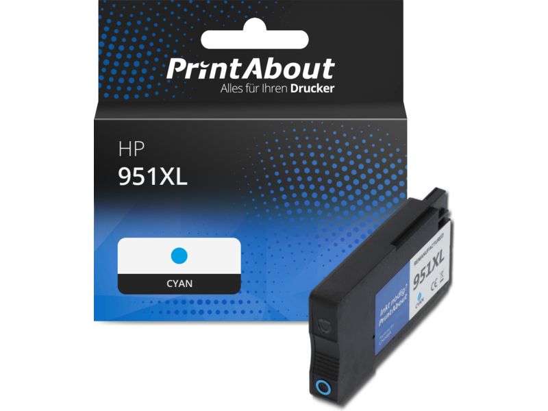 PrintAbout Druckerpatrone 951XL (CN046AE) Cyan Hohe Kapazität für HP