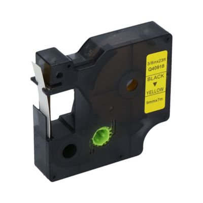 Schriftband kompatibel mit Dymo 40918 (S0720730) - (9 mm) - Schwarz auf gelb