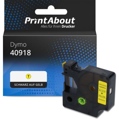 Schriftband kompatibel mit Dymo 40918 (S0720730) - (9 mm) - Schwarz auf gelb