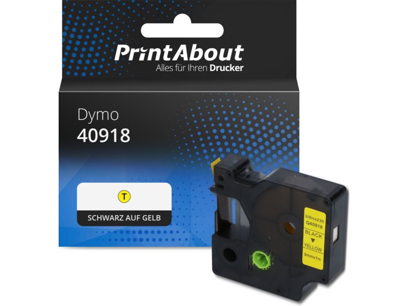 PrintAbout Tape 40918 (S0720730) Schwarz auf gelb (9 mm) für Dymo