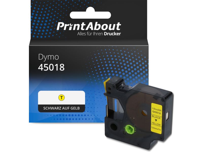 PrintAbout Tape 45018 (S0720580) Schwarz auf gelb (12 mm) für Dymo