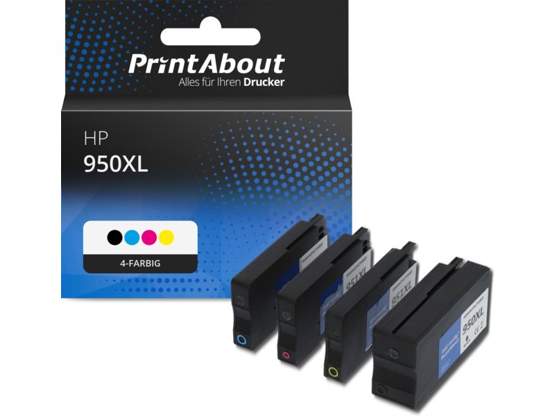 PrintAbout Druckerpatrone 950XL (C2P43AE) 4-farbig Multipack Hohe Kapazität für HP