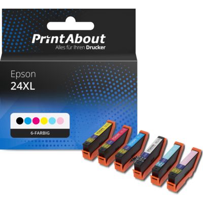 Druckerpatrone kompatibel mit Epson 24XL (T2438) - 6 Farben - Hoher Kapazität - Multipack