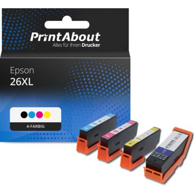 Druckerpatrone kompatibel mit Epson 26XL (T2636) - 4 Farben - Hoher Kapazität - Multipack