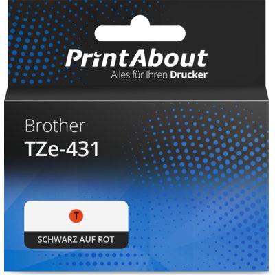 Schriftband kompatibel mit Brother TZe-431 - (12 mm) - Schwarz auf rot