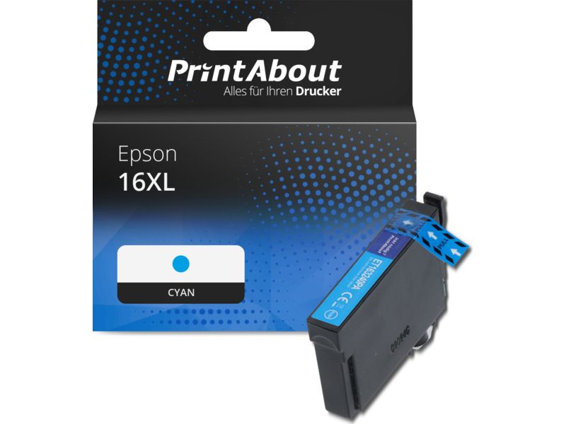 PrintAbout Druckerpatrone 16XL (C13T16324012) Cyan Hohe Kapazität für Epson