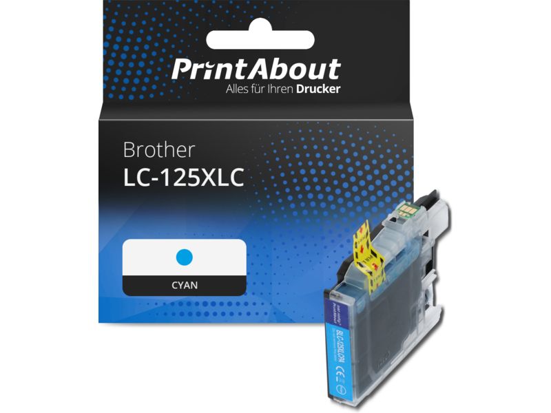 PrintAbout Druckerpatrone LC-125XLC Cyan Hohe Kapazität für Brother