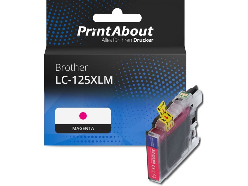 PrintAbout Druckerpatrone LC-125XLM Magenta Hohe Kapazität für Brother